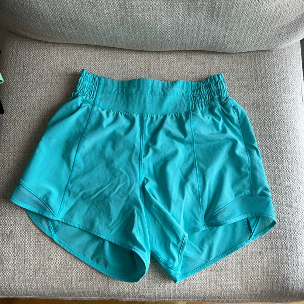 HOTTY HOT HIGH-RISE LINED SHORT 4" (ELECTRIC TURQUOISE)